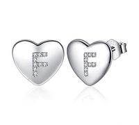 Pendientes Mujer Plata de Ley 925, Pendientes Niña Iniciales Letra, Pendientes Corazón Pequeños, Pendientes Hipoalergenicos Antialergicos, Original Regalo Mujer Niña Mama Amiga Madre Profesora