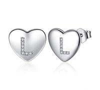 Pendientes Mujer Plata de Ley 925, Pendientes Niña Iniciales Letra, Pendientes Corazón Pequeños, Pendientes Hipoalergenicos Antialergicos, Original Regalo Mujer Niña Mama Amiga Madre Profesora