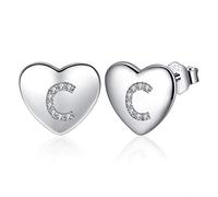 Pendientes Mujer Plata de Ley 925, Pendientes Niña Iniciales Letra, Pendientes Corazón Pequeños, Pendientes Hipoalergenicos Antialergicos, Original Regalo Mujer Niña Mama Amiga Madre Profesora