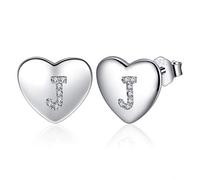 Pendientes Mujer Plata de Ley 925, Pendientes Niña Iniciales Letra, Pendientes Corazón Pequeños, Pendientes Hipoalergenicos Antialergicos, Original Regalo Mujer Niña Mama Amiga Madre Profesora
