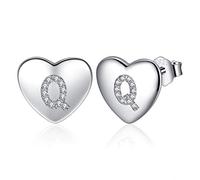 Pendientes Mujer Plata de Ley 925, Pendientes Niña Iniciales Letra, Pendientes Corazón Pequeños, Pendientes Hipoalergenicos Antialergicos, Original Regalo Mujer Niña Mama Amiga Madre Profesora