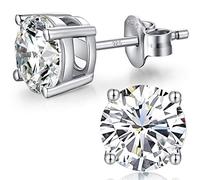 Pendientes Mujer Plata Diamantes Hombres Oro Blanco con Circonitas Zirconia Cúbicas Brillante Pequeños Plata De Ley 925 Antialergicos Baratos Grandes 8MM…