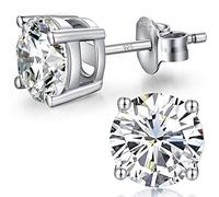 Pendientes Mujer Plata Hombres Diamantes Oro Blanco con Circonitas Zirconia Cúbicas Brillante Pequeños Plata De Ley 925 Antialergicos 5MM