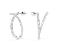 Pendientes de aro Dextera, Talla redonda, Blancos, Baño de rodio OS