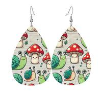 Pendientes Mushroom Snail Lover Pendientescolgantes Moda Pendientesde Piel Sintética Doble Cara Aretes Colgantes Para Fiesta Mujeres Varias Ocasiones De Fiesta