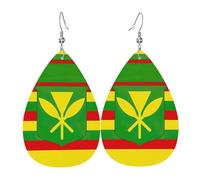Pendientes navideños con bandera hawaiana nativa para mujer, aretes de gota de estrella festiva, joyería colgante elegante para celebraciones, One Size, Cuero