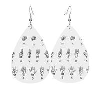Pendientes navideños con diseño de alfabeto y lenguaje de señas para mujer, aretes de gota de estrella festiva, joyería colgante elegante para celebraciones, One Size, Cuero