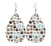 Pendientes navideños con diseño de huesos, diseño de huellas de perro, para mujer, aretes de gota de estrella festiva, joyería colgante elegante para celebraciones, One Size, Cuero