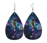 Pendientes navideños con diseño de libélula y animales de galaxia para mujer, aretes de gota de estrella festiva, joyería colgante elegante para celebraciones, One Size, Cuero