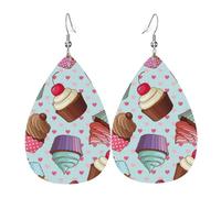 Pendientes navideños con patrón de cupcakes para mujer, aretes de gota de estrella festiva, joyería colgante elegante para celebraciones, One Size, Cuero