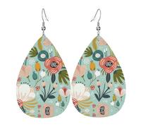 Pendientes navideños de flores para mujer, aretes festivos de estrella, joyería colgante elegante para celebraciones, One Size, Cuero