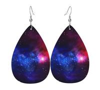 Pendientes navideños de galaxia roja y azul para mujer, aretes festivos de estrella, joyería colgante elegante para celebraciones, One Size, Cuero