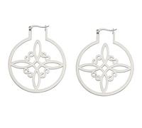 Pendientes Nudo de Bruja Para las Mujeres de Acero Inoxidable Hueco de Estilo Geométrico nudo celta aplanado pendientes de aro brujería buena suerte joyería irlandesa (plata)