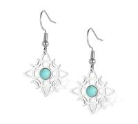 Pendientes Nudo de Brujas con Turquesa Magic Nudo celta cuelga los pendientes Acero inoxidable celta irlandés Wiccan brujería joyería pagana para las mujeres adolescentes (Plata 5)