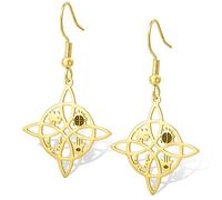 Pendientes Nudo de las Brujas Ladybug trébol de cuatro hojas herradura hamsa colgante nudo celta cuelga los pendientes Lucky Charm Protección Brujería Joyería irlandesa pagana para las mujeres