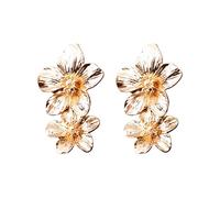 Pendientes nuevos de moda creativa, tendencia de personalidad europea y, tachuelas de flores de doble capa multicolor, pendientes dulces (F, One Size)
