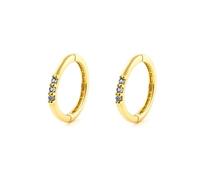Pendientes Oro Amarillo 9K Aros Redondo Zafiros Preciosos Sintéticos Brillo 10 x 1,15 mm - Certificado Garantía - Mondepetit - 2960