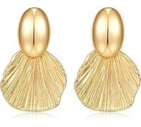 Pendientes Oro Mujer Pendientes Conchas Mujer Dorados Festoneados Gruesos Colgantes Regalos para Esposas, Madres, Hijas, Amigas