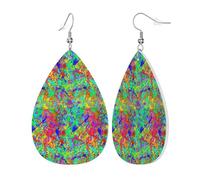 Pendientes Paint Splatter Grunge Aretes Colgantes Moda Pendientescolgantes Vintage Pendientesde Piel Sintética Para Varias Ocasiones De Fiesta Amantes Fiesta