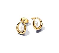 Pandora Pendientes de botón Essence chapados en oro de 14 quilates con perla blanca cultivada