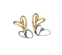 Pandora Essence 263807C00 - Pendientes de aro de plata de ley con forma de corazón orgánico y aleación chapada en oro, 24,5x25,9x19,7 mm, Plata de ley, Sin piedra preciosa