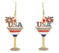 Pendientes para el Día de la Independencia, cómodos, con textura de aleación, perfectos para regalar o para uso propio, Día de la Independencia, color negro, One Size, como se describe, como se
