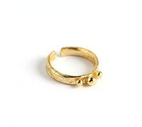 Pendientes para mujer, anillo ajustable para mujer, plata de ley S925, retro, dorado, irregular, patrón de papel de aluminio, bola redonda, moda, ajustable, abierto, anillo de cola para nudillos, a