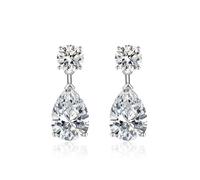 Pendientes para mujer, boda, clavos, plata 925, amarillo circón simple, doble 22,1 x 8 mm para el día del padre joyas, Cobre + Plata 925, Circonia cúbica