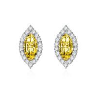 Pendientes para mujer, color rojo, plata de ley S925, aleación de circonita, marquesa para el día del padre, Kupfer + 925 SilberMarquise-Perlenform, Cobre + plata 925, Circonia cúbica