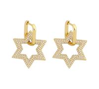 Pendientes para mujer, con forma de estrella, con hebillas, aretes de moda, joyería de oreja de cobre, para combinar con trajes de moda, joyería moderna, talla única, como se describe, como se
