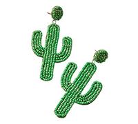 Pendientes para mujer, diseño de cactus, hechos a mano, con forma de corazón, bohemia, para mujeres y niñas, verde, Talla única