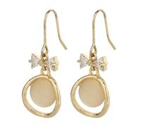 Pendientes para mujer, diseño de mariposa con efecto de ojo de gato y circonita, pendientes de gota en oro rosa, pendientes de gota con pasador de plata de ley 925