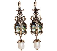 Pendientes para mujer, pendientes colgantes de gota para mujer, joyería vintage para escarabajo único, pendiente de abulón de moda extraña para