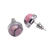 Pendientes para mujer, pendientes de rodonita en forma de línea, pendientes redondos de piedra natural, pendientes de moda clásicos bohemios para damas y niñas, regalo de fiesta de Navidad, joyería d