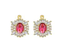 Pendientes para mujer, pendientes de tuerca de circonio, plata elegante, 17 x 16 mm para joyas de boda, Élégante zircone cubique de forme ovale, Cobre, Circonia cúbica