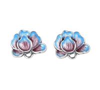 Pendientes para mujer, plata de ley 925, esmaltados, peonías, estilo chino creativo, vintage