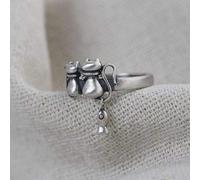 Pendientes para mujeres con anillo ajustable Mujeres, S925 Sterling Metal Retro Retro Animal Pescado Pez Lindo Ajustable Nudillo Abierto Ring Finger