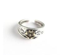 Pendientes para mujeres con anillo ajustable Mujeres, S925 Sterling Metal Vintage ancho Metalen Grabado de flores Flote Ajustable Ajustable Ajuste de nudillos abiertos Anillo de la punta del dedo del
