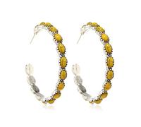 Pendientes para mujeres de moda Langle Turquesa Natural Turquesa Dangle Metal Grande ovalado Pendientes Vintage Pendientes Lágrimas Bohemio Pendientes de aro delicado para mujeres Pendientes elegantes