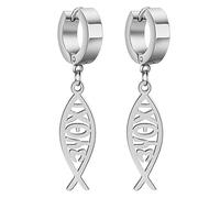 Pendientes Para Mujeres Niñas Jesús Fish Símbolo de la Fe Pendientes de Acero Inoxidable Chic Arc Fish Hook Earrings Christian Jewelry (plata 2)
