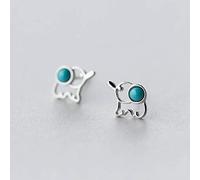 Pendientes para mujeres, pendientes S925 Corea sintética Turquesa Turquesa Blue Elefante Pendientes de línea hueca Simples para pequeños animales.