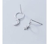 Pendientes para mujeres, pendientes S925 Coreano Fashion Diamond Star Pendientes de la luna Temperamento Anillo de personalidad Rose