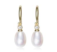 Pendientes para mujeres, pendientes simples y retro S925 Pendientes de joyas de perlas de agua dulce, púrpura,