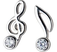 Pendientes para mujeres, S925 Pendientes de nota musical Los aretes de dulce y diamante coreano son compactos de un par