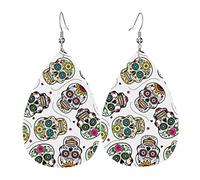 Pendientes Para Mujeres Textura De Flower De Calavera De Muerte Blanca Colgante Oreja Decoración De Disfraces Divertidos Pendientes De Colgante, Para Niñas, Mujeres, Aniversario