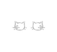 Pendientes para niña con diseño de delfines, exquisitos pendientes con un solo diamante en forma de gato, diseño delicado con brillantes ópalos, plata de ley, talla única, Cobre, Sin piedra preciosa