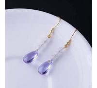 Pendientes para niñas, Pendientes de Tachuelas para Mujeres de Amatista Hechas a Mano Pendientes de caída de Agua literaria Estilo clásico Simple Pendientes de oído de calcedonia Blanca Simple F