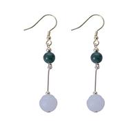 Pendientes para niñas, Pendientes de torrencias para Mujeres para Mujeres Hechas a Mano de Pendientes de Cuentas de Jade Blanca