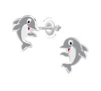 Pendientes para niños con delfín gris de plata 925 hipoalergénicos - Cierres de tornillo seguros, sin níquel ni plomo, joyas para niña o niño, idea de regalo de Navidad o cumpleaños