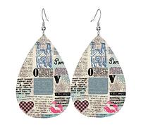 Pendientes Paris Eiffel Tower Romance Retro Aretes Colgantes Vintage Pendientescolgantes Moda Pendientesde Piel Sintética Para Varias Ocasiones De Fiesta Amantes Fiesta